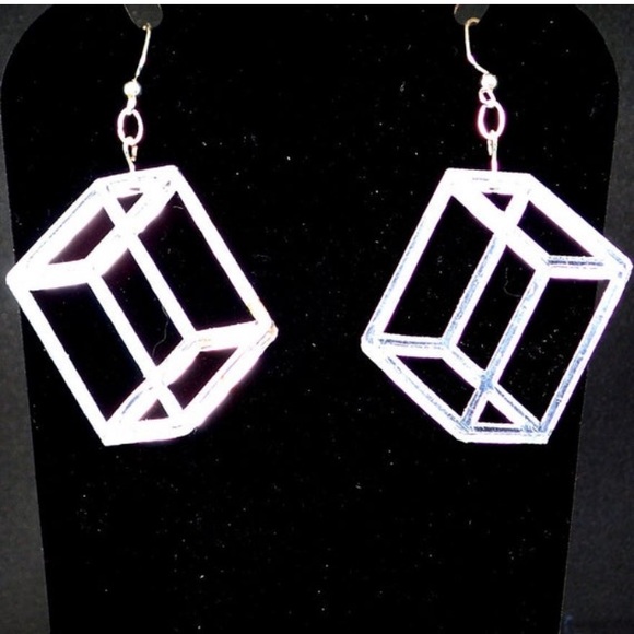 Transparent Prism Earrings - Orthorhombic Lucite - Picture 3 of 5